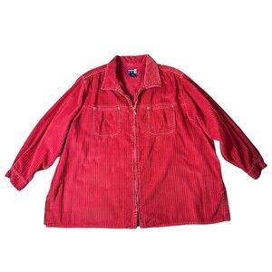 Venezia Jeans Women's Vintage Red Corduroy Chore Shacket  Size 26/28  Work Shirt